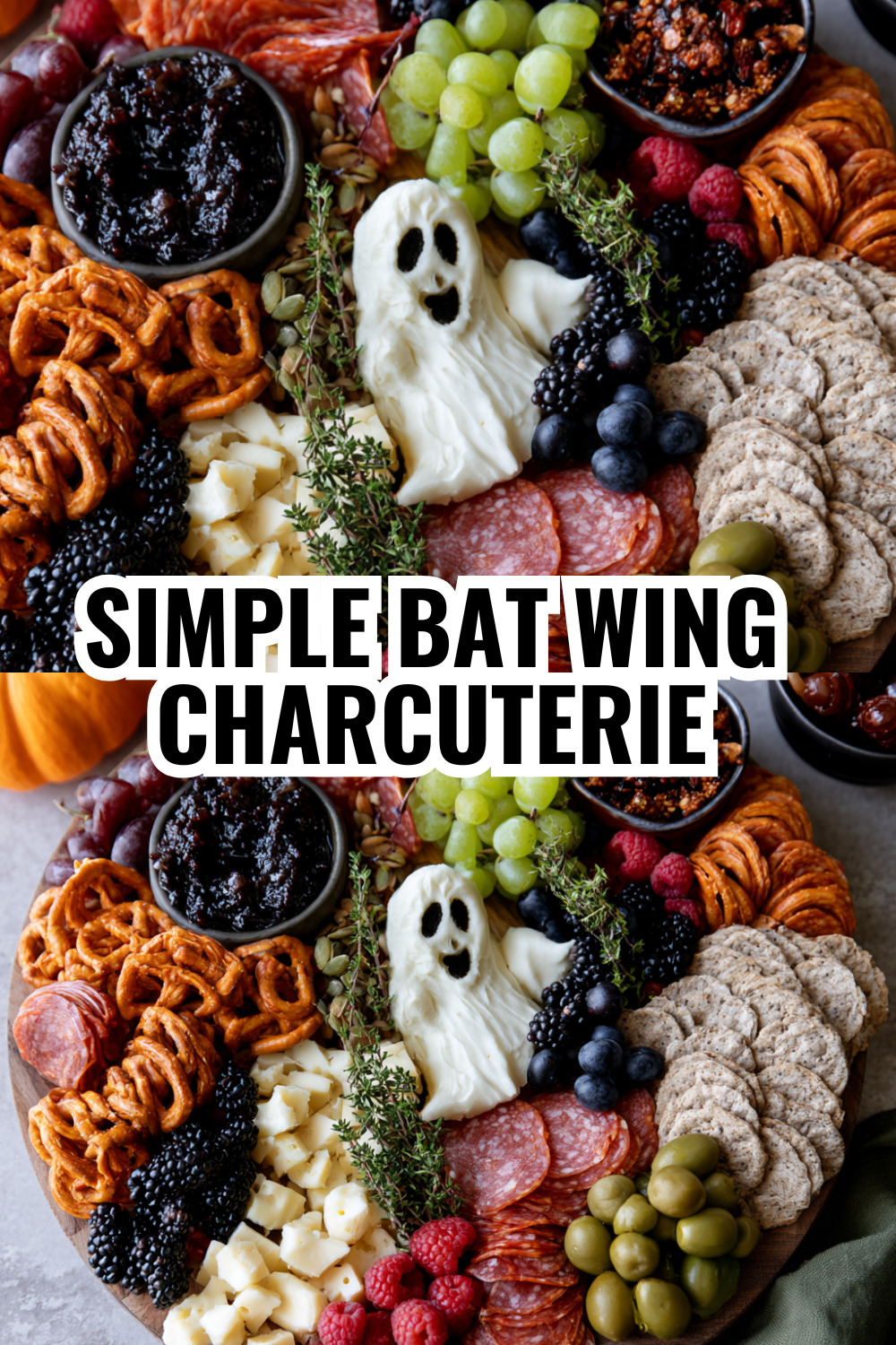 Simple Bat Wing Charcuterie Board — Halloween Party Food Ideas for Adults