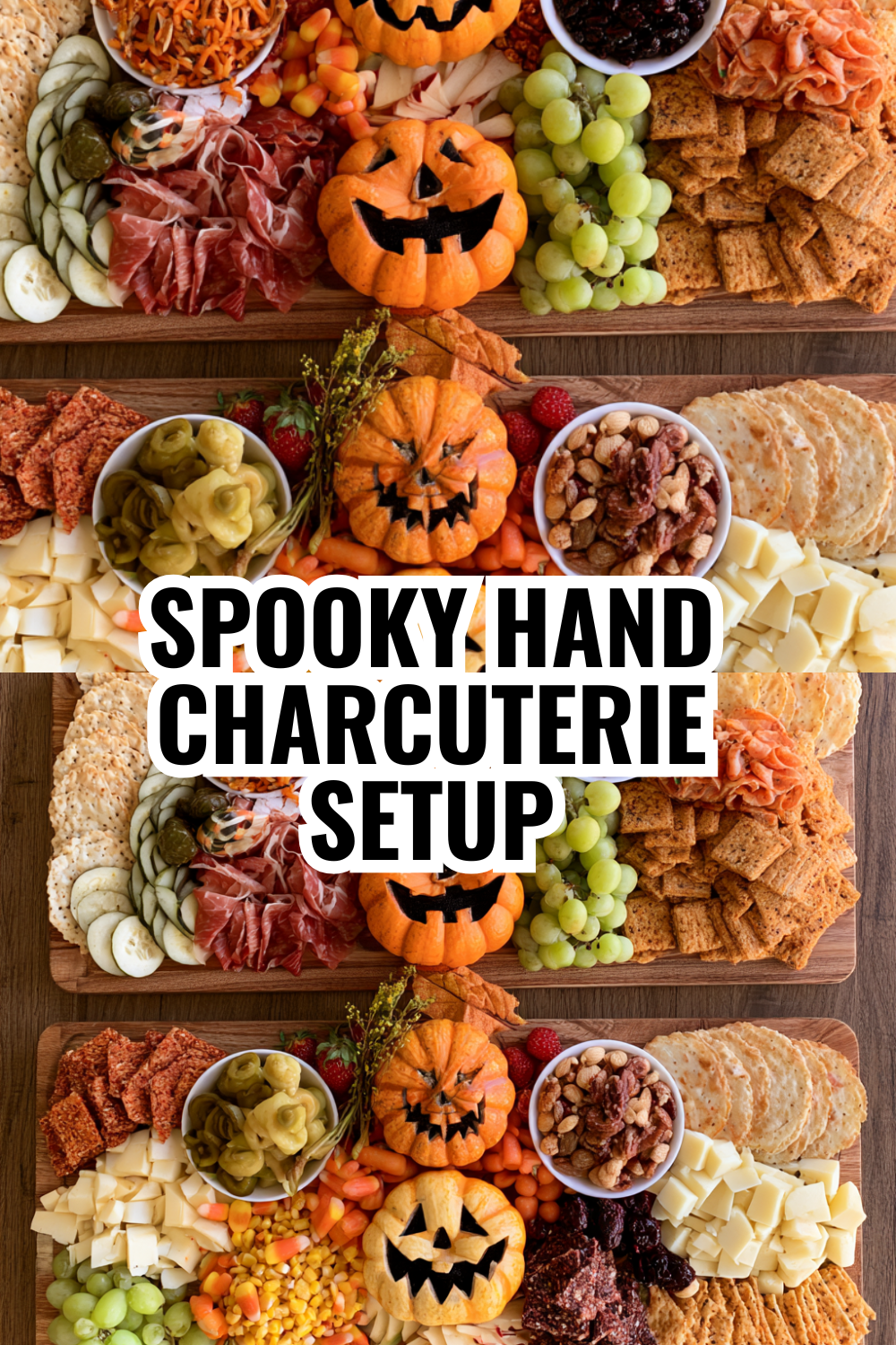 Spooky Hand Charcuterie Setup with Cheese Sticks — Easiest Halloween Appetizer Ever