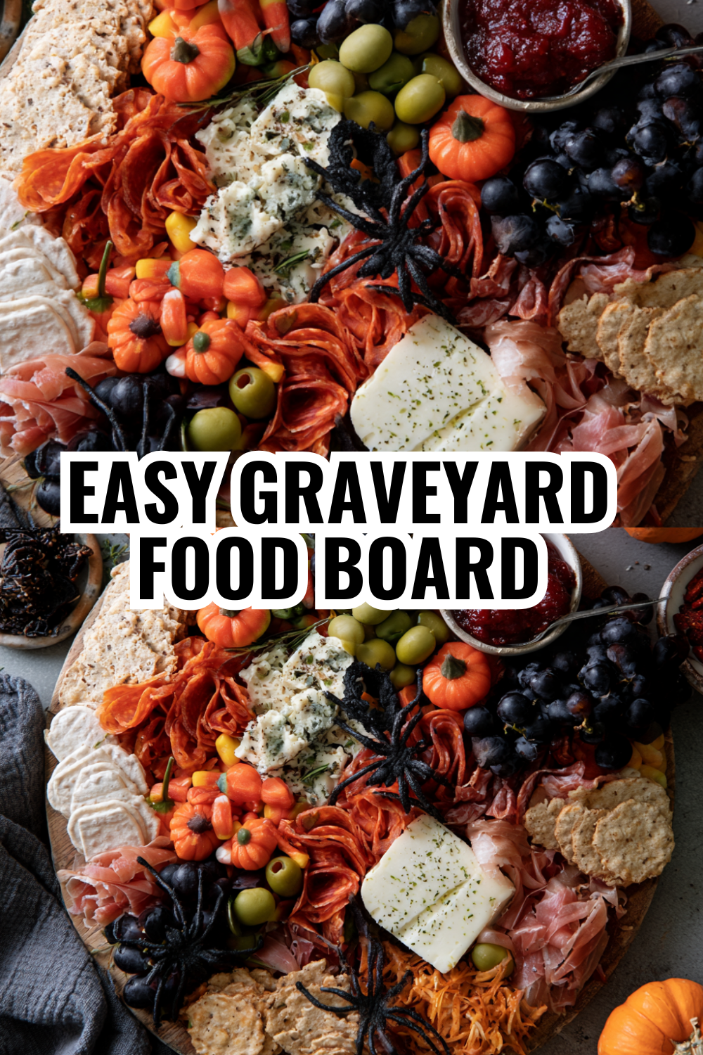 Easy Graveyard Food Board with Tombstone Crackers — Halloween Party Idea That Impresses