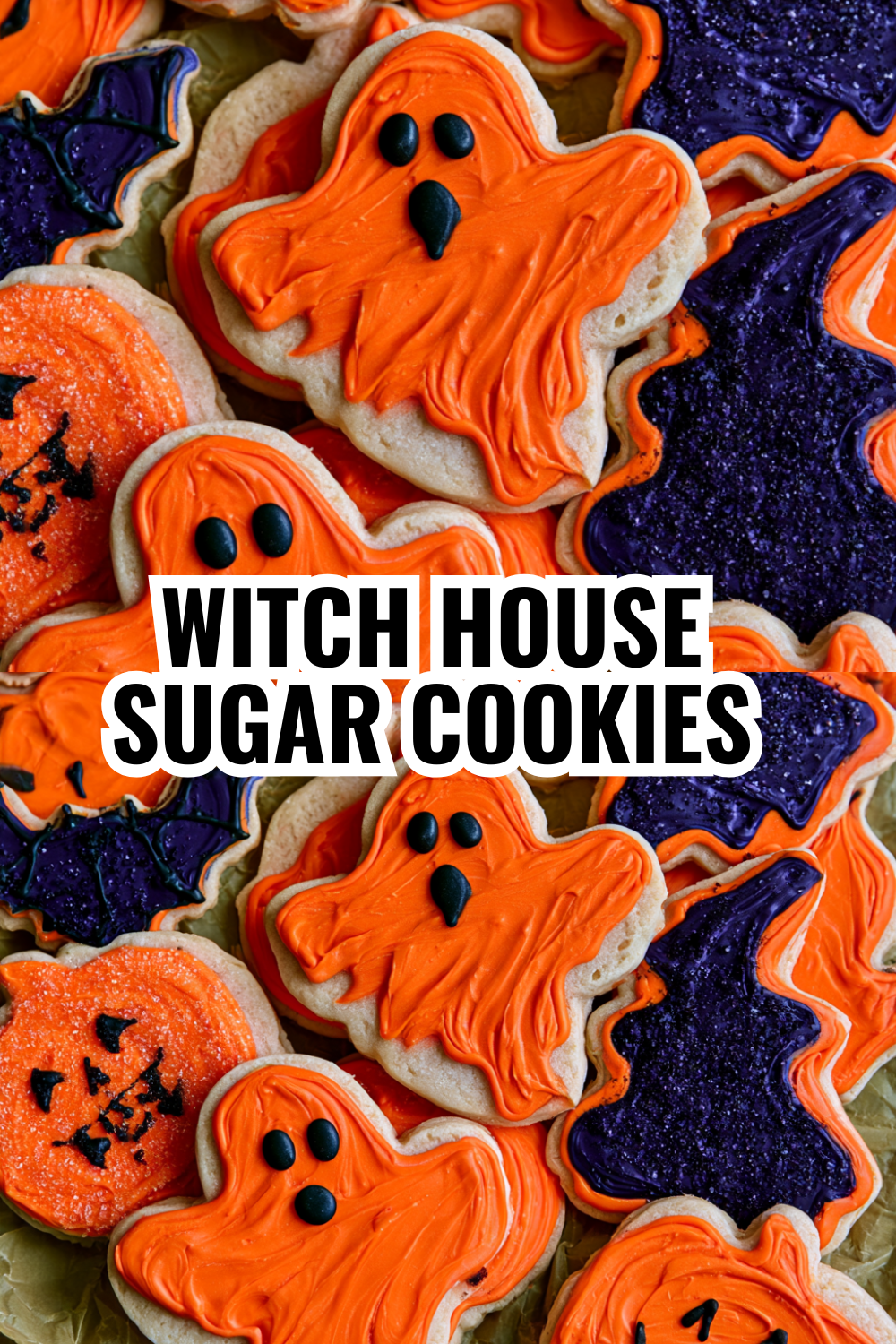 Witch House Sugar Cookies with Royal Icing — Magical Halloween Cookie Designs
