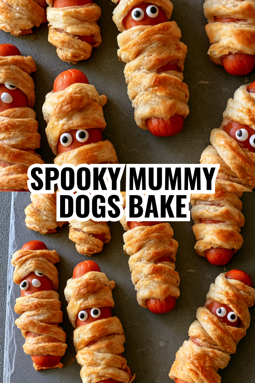 Spooky Mummy Dogs with Crescent Rolls for Halloween Parties