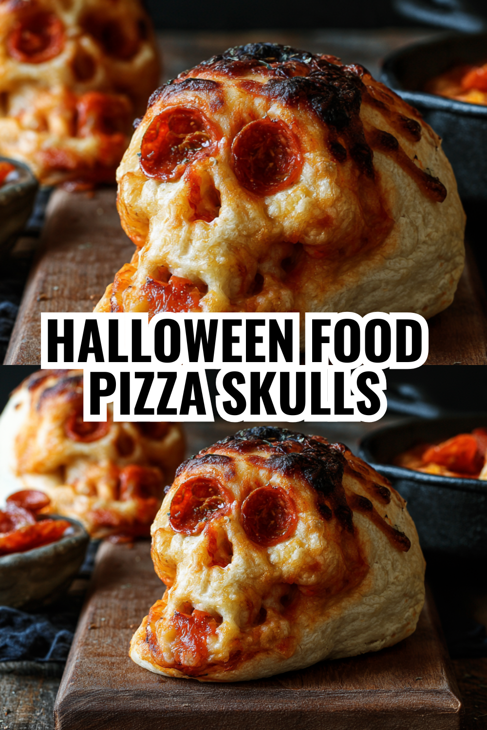 Halloween Party Food Skull Pizza — Make Ahead and Reheat Anytime