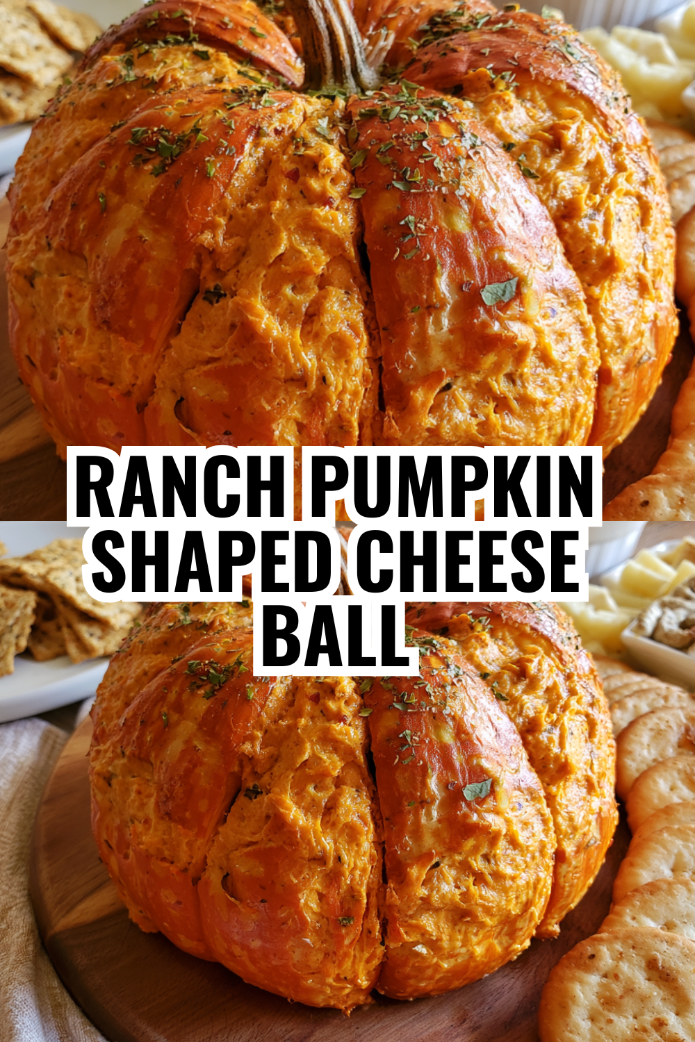 Ranch Pumpkin Shaped Cheese Ball — Easy Party Appetizer