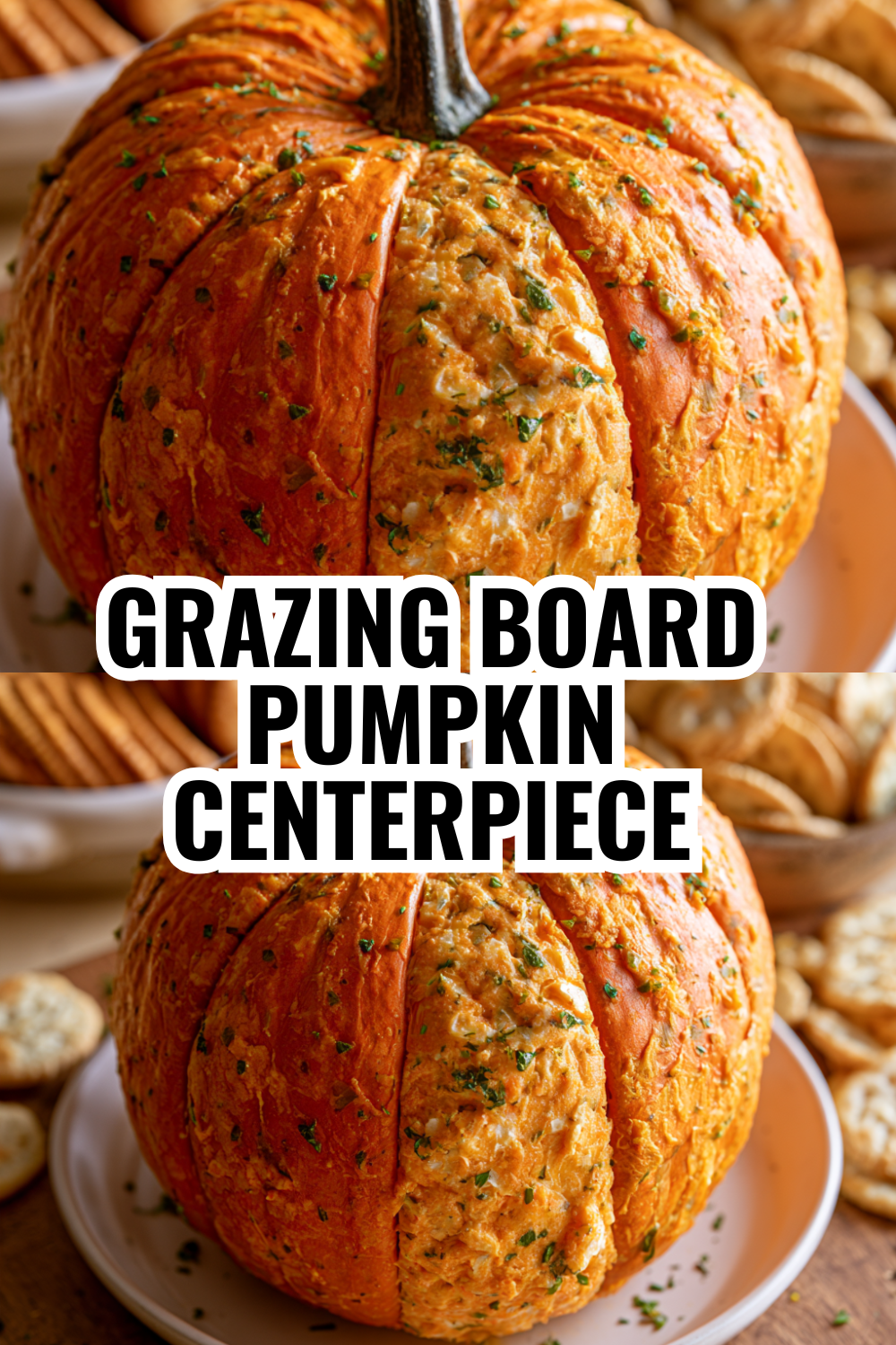 Pumpkin Cheese Ball Grazing Board Centerpiece (Instagram-Worthy!)