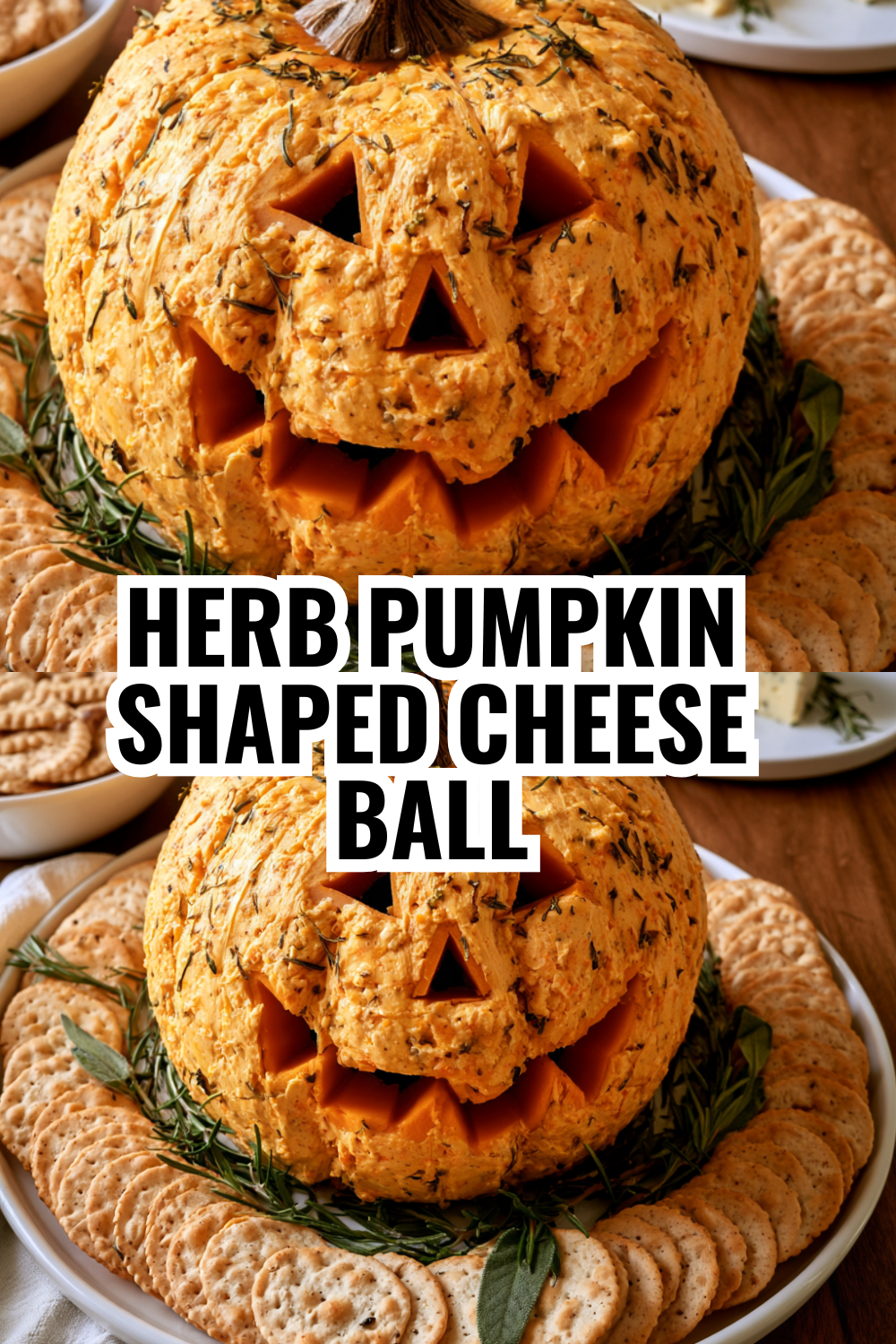 Herb-Infused Pumpkin Shaped Cheese Ball for Fall Entertaining