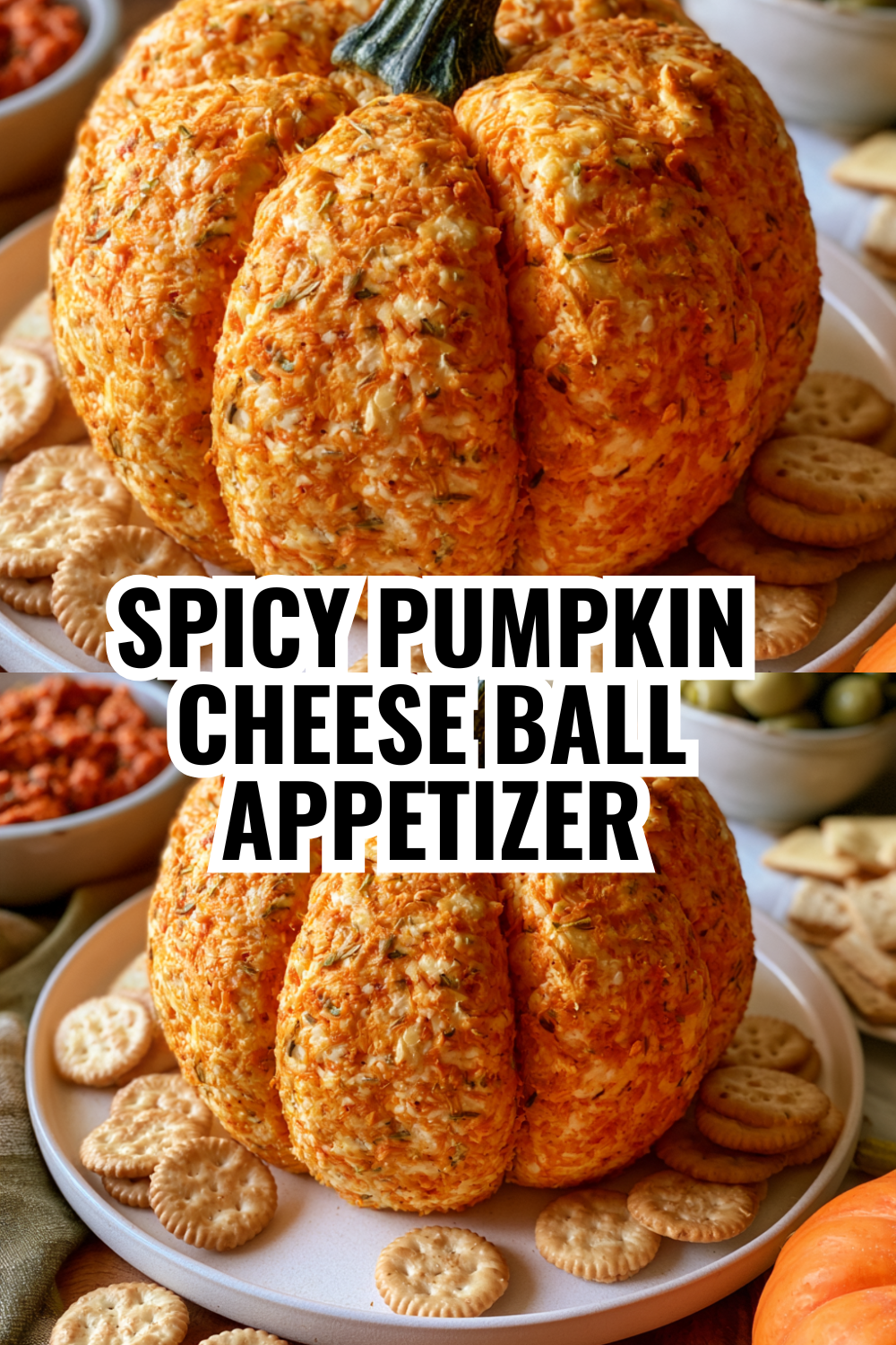 Spicy Southwestern Pumpkin Shaped Cheese Ball for Fall Entertaining