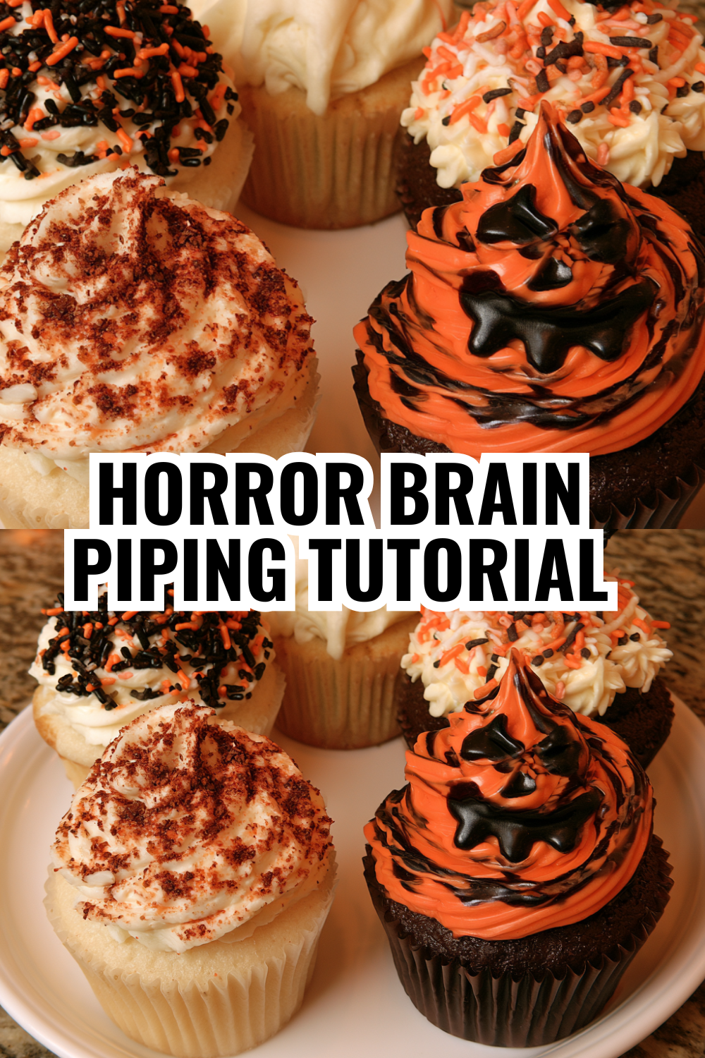 Horror Brain Cupcakes with Piping Frosting Technique Tutorial
