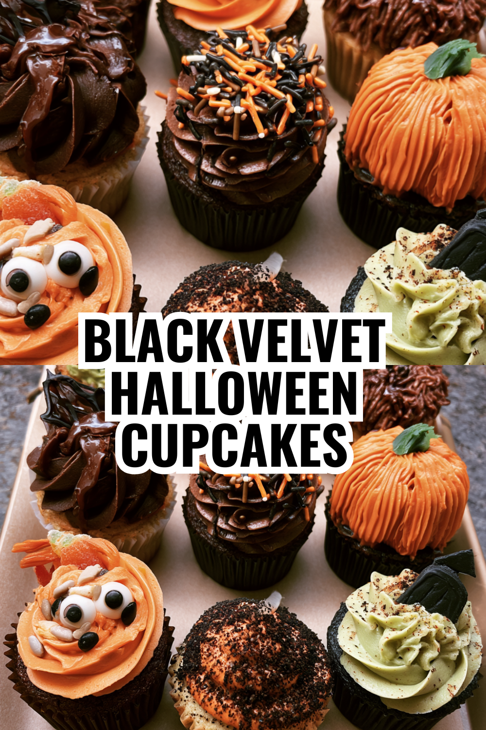 Black Velvet Halloween Cupcakes with Decadent Cocoa Buttercream Frosting