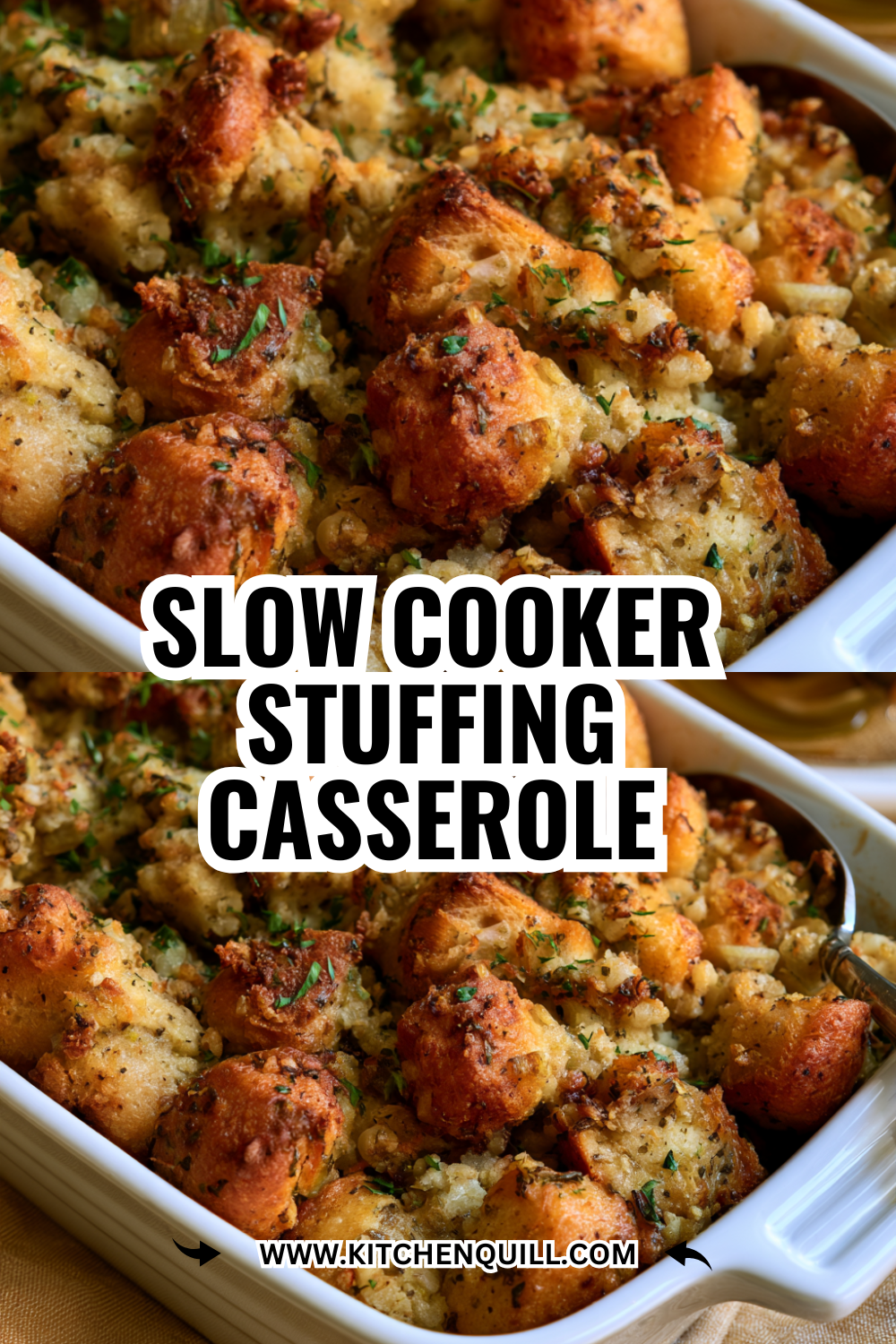 Slow Cooker Stuffing Casserole — Dump It and Forget It Until Dinner
