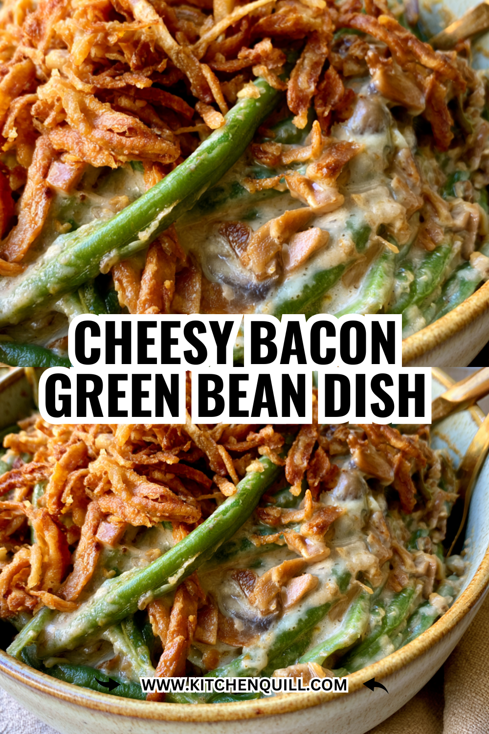 Homemade Green Bean Casserole with Fresh Herbs & Golden Fried Onions