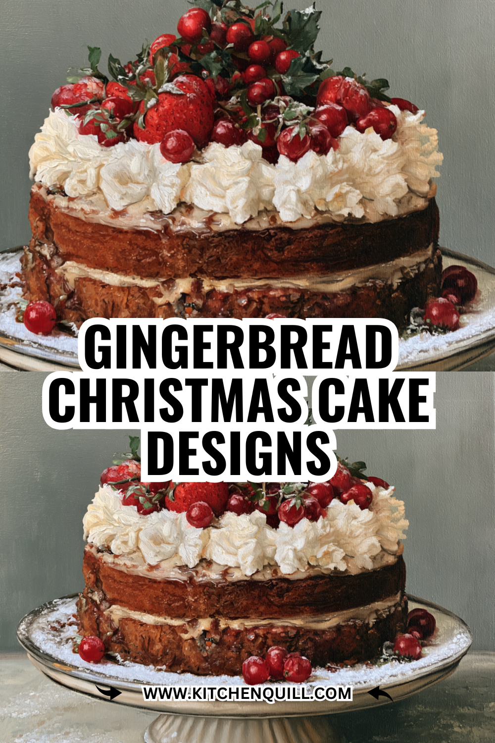 Gingerbread Christmas Cake Designs With Festive Decorations