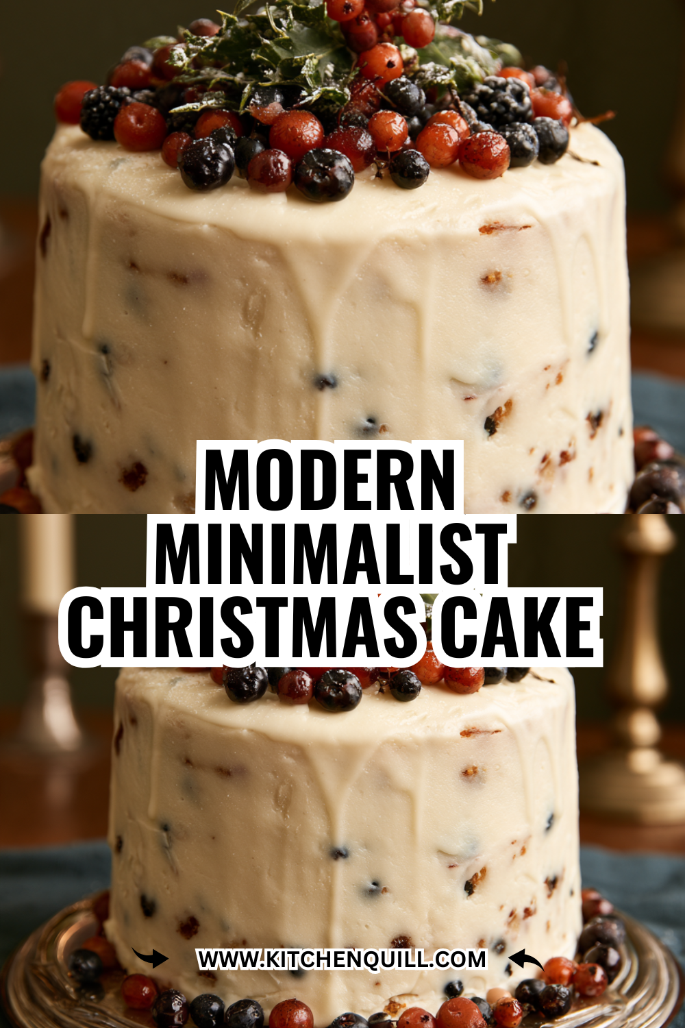 Modern Minimalist Christmas Cake for Sophisticated Holiday Tables