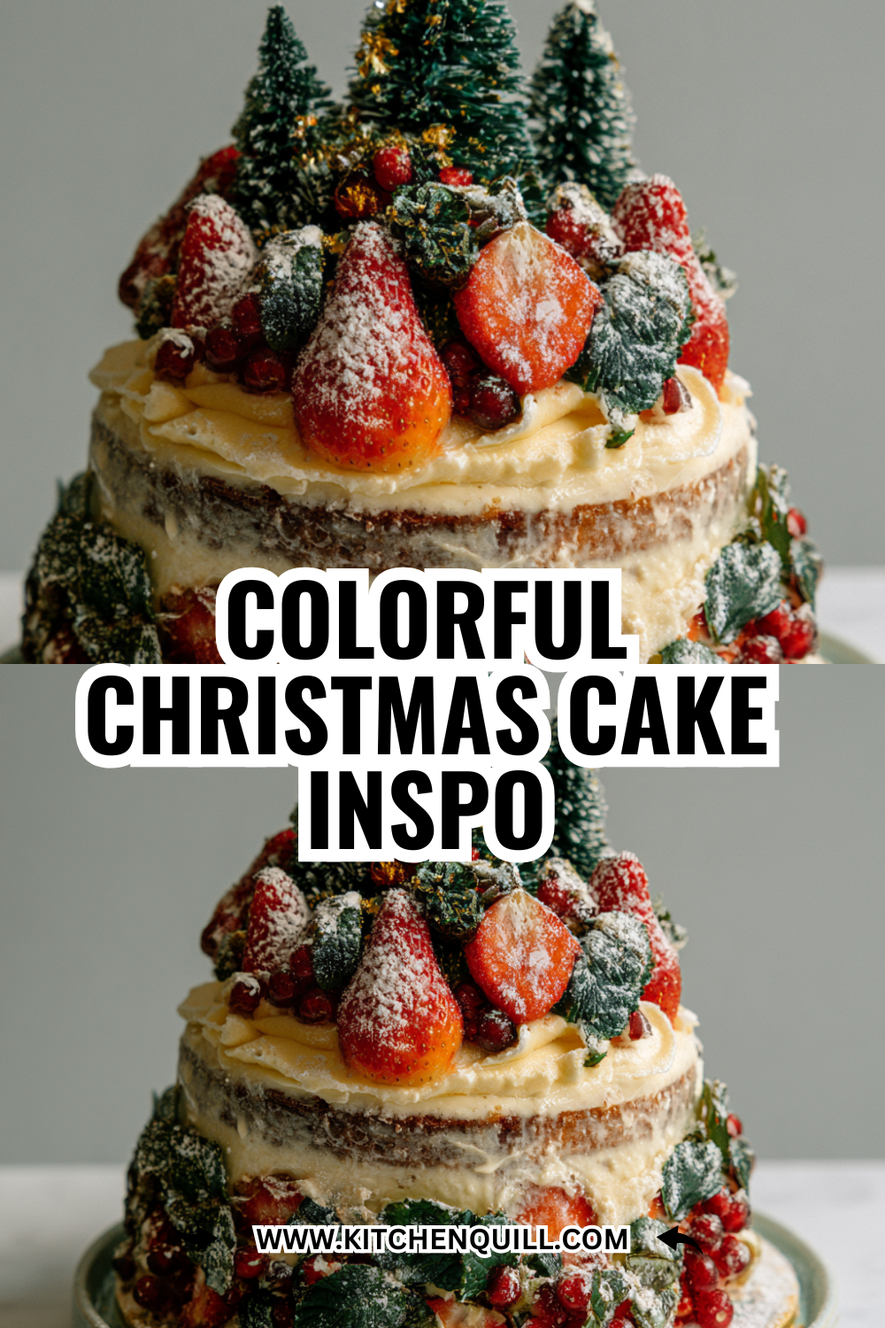 Colorful Christmas Cake Inspo Using Jewel-Tone Decorations
