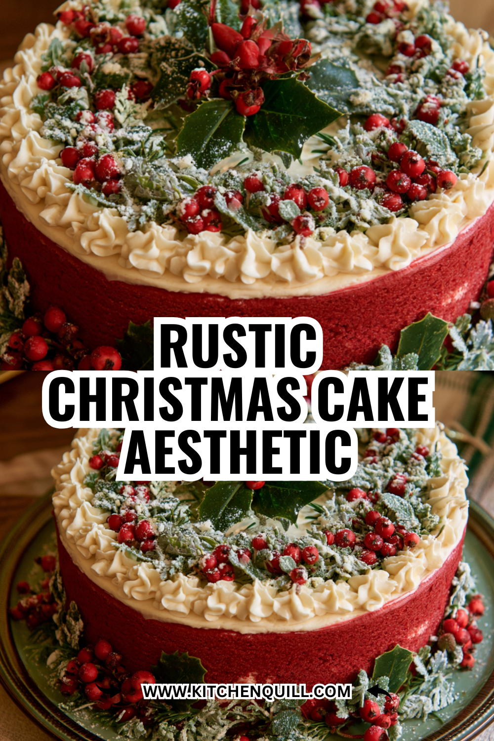 Rustic Christmas Cake Aesthetic Using Natural Textures