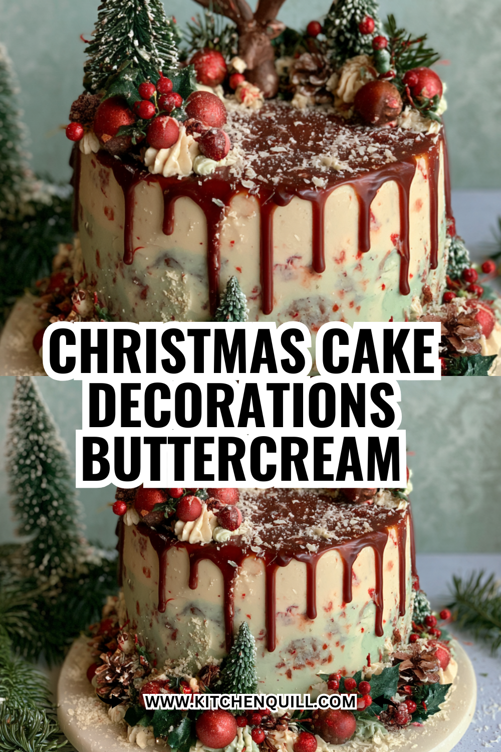Christmas Cake Decorations Using Buttercream Piping Techniques
