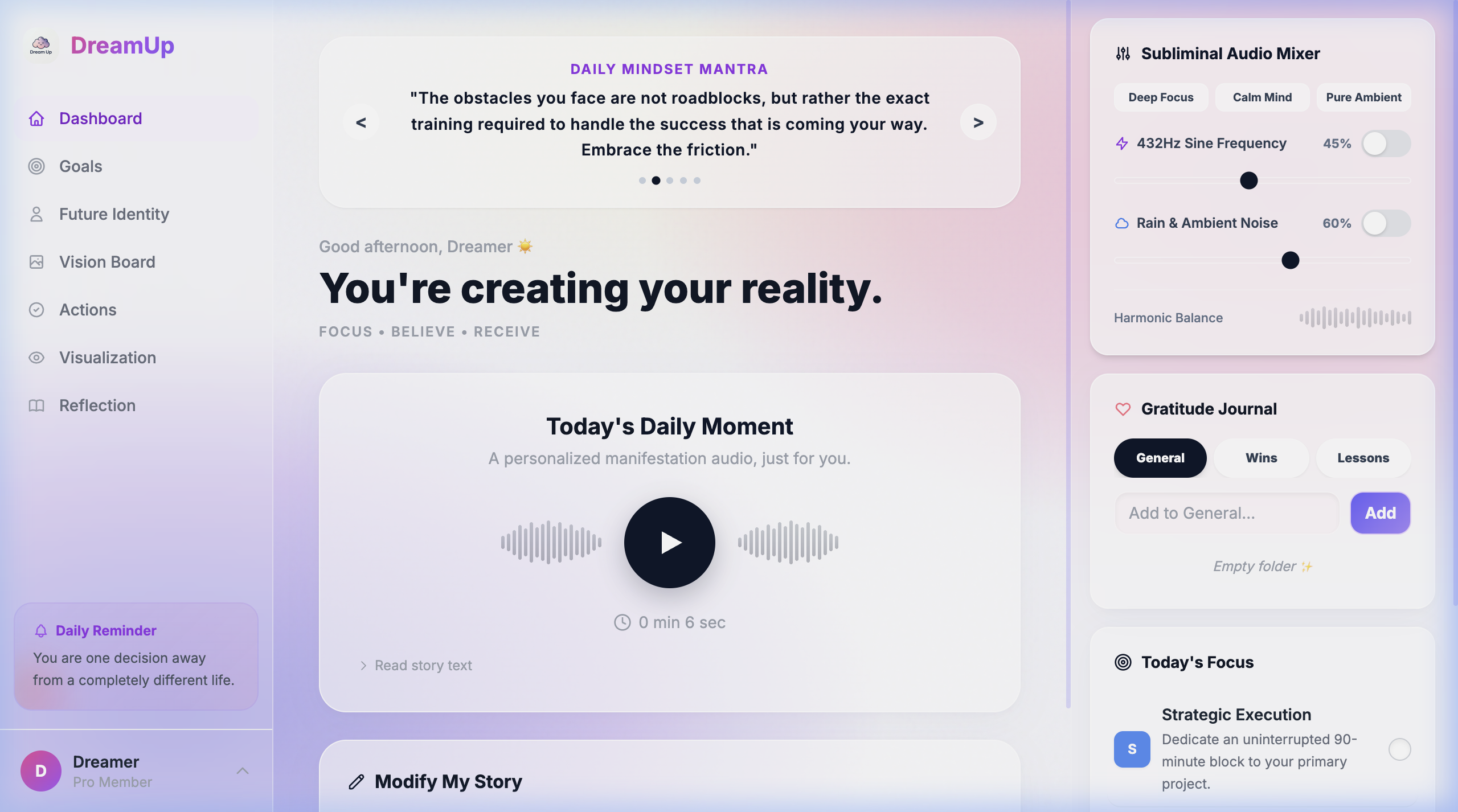 DreamUp Dashboard Preview