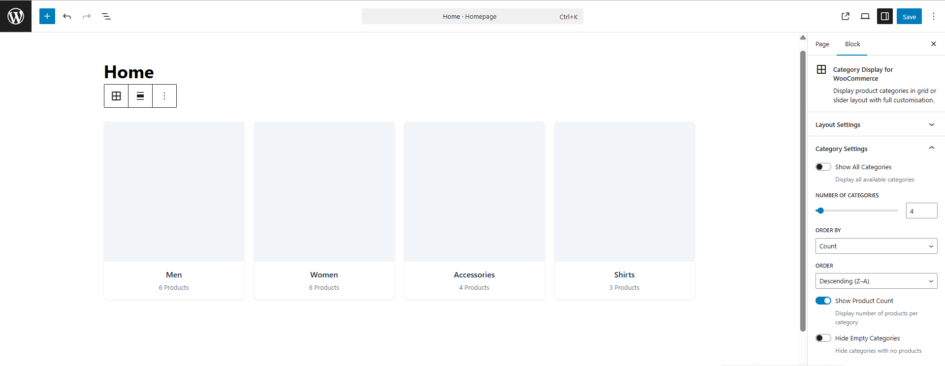 Category Settings