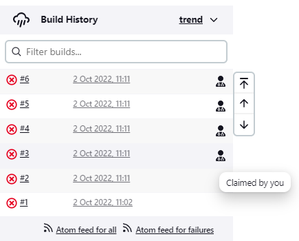 The claim history for a build