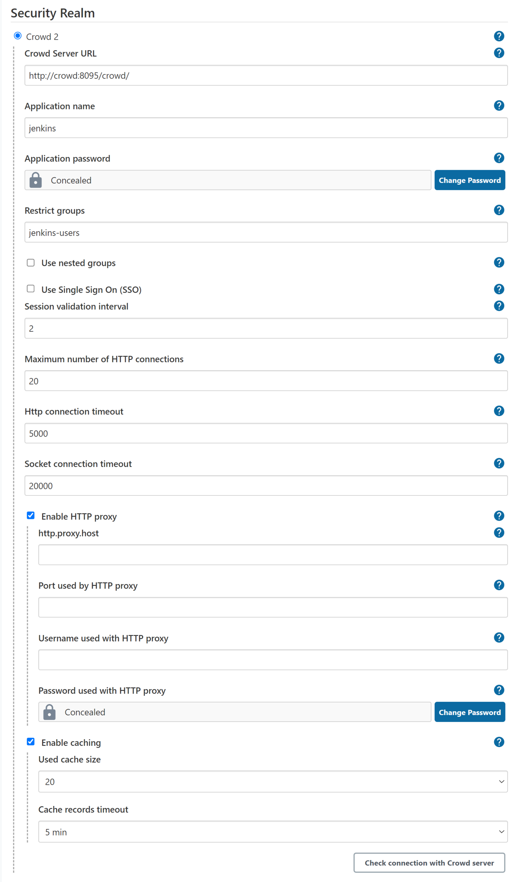 Jenkins' security configuration