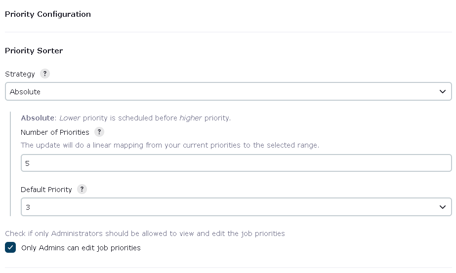 Example Priority Sorter section of Global Configuration