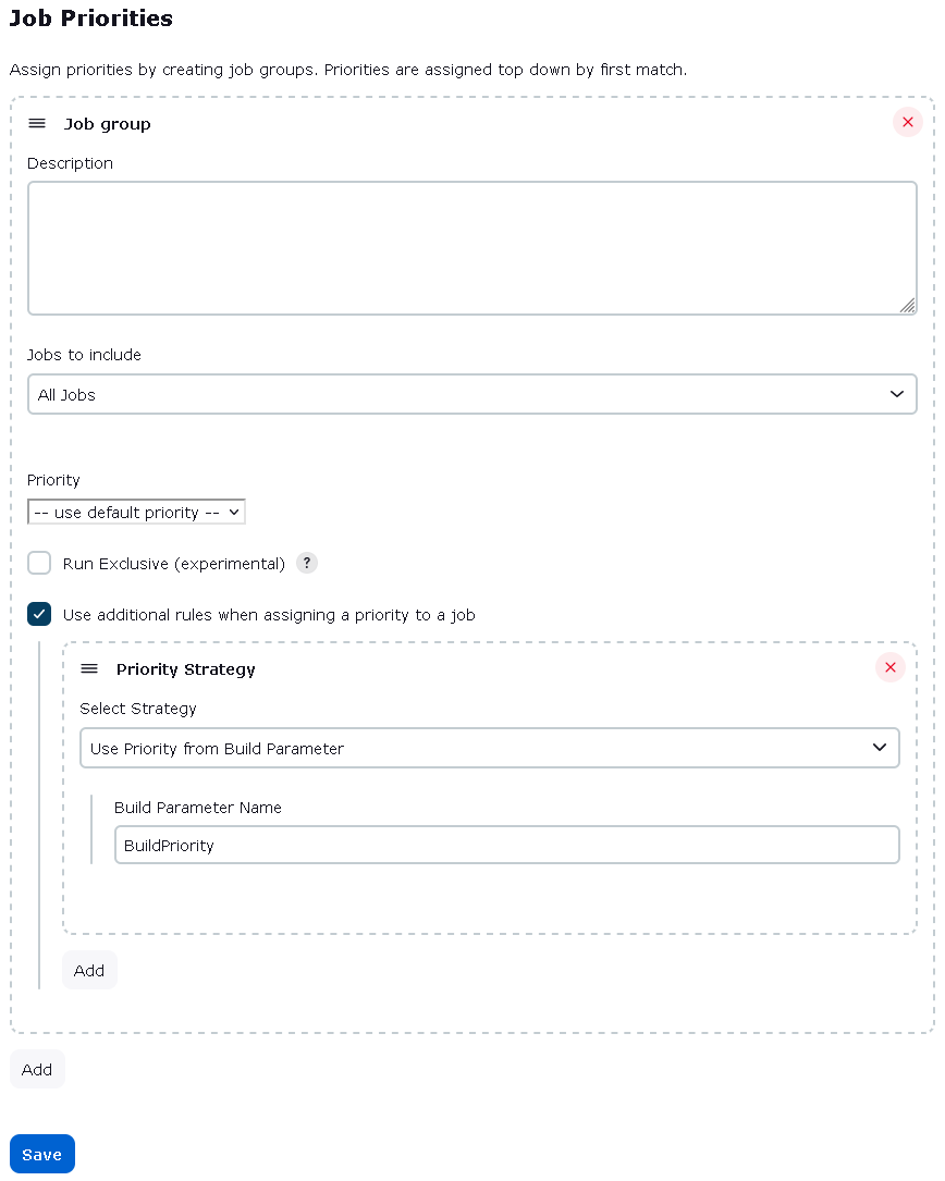 Example Job Priorities configuration