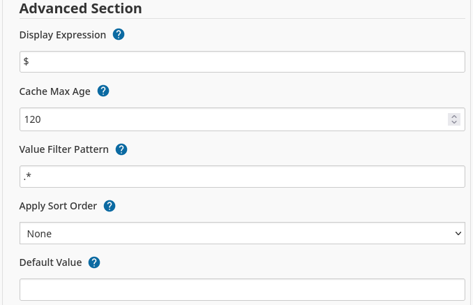 Parameter configuration (Advanced expanded)