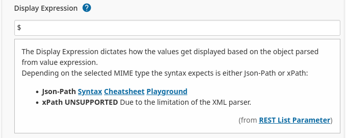 Demo Display Expression configuration