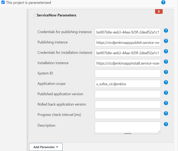 Configuration of ServiceNow Parameters