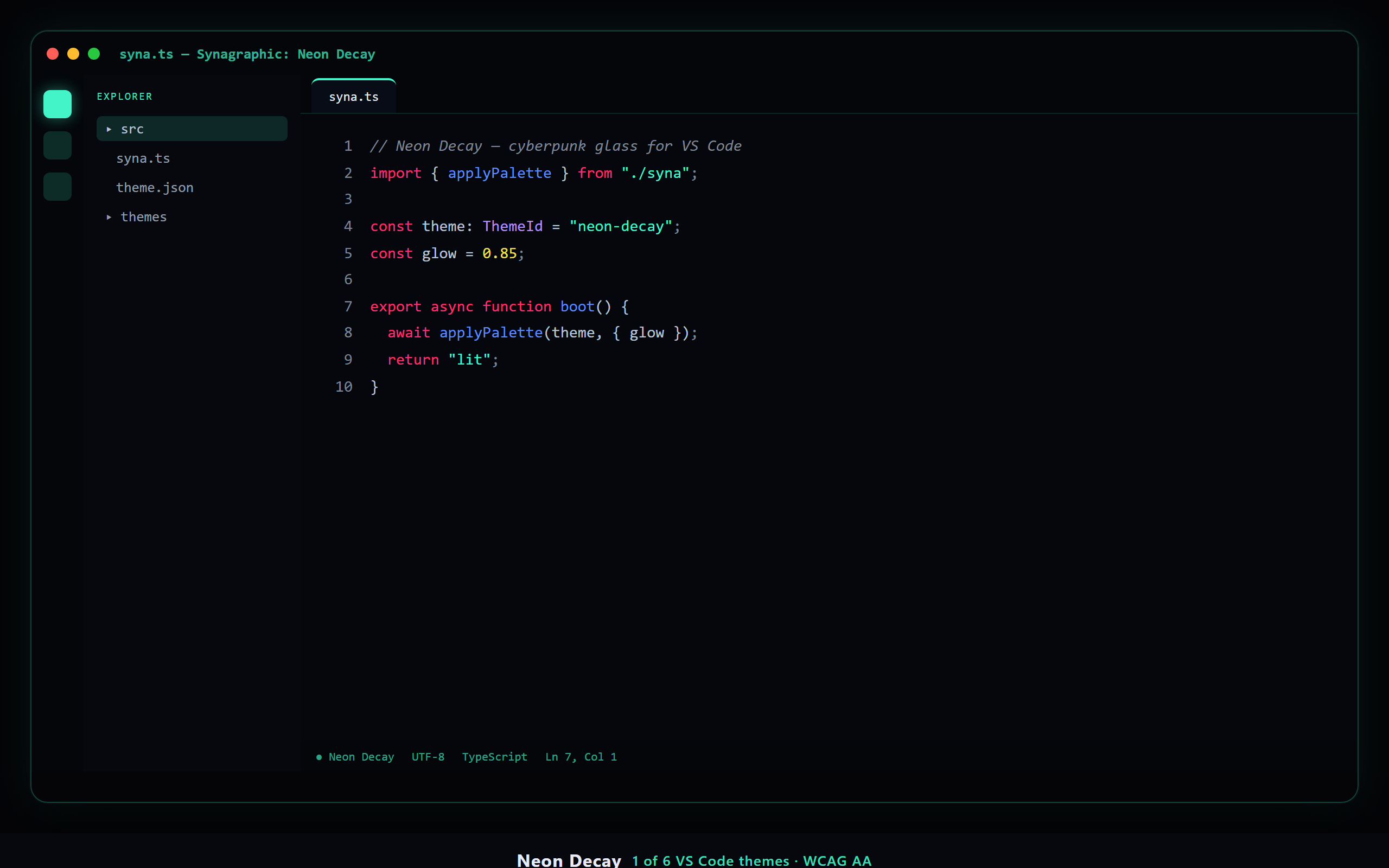 Neon Decay — industrial cyan + magenta