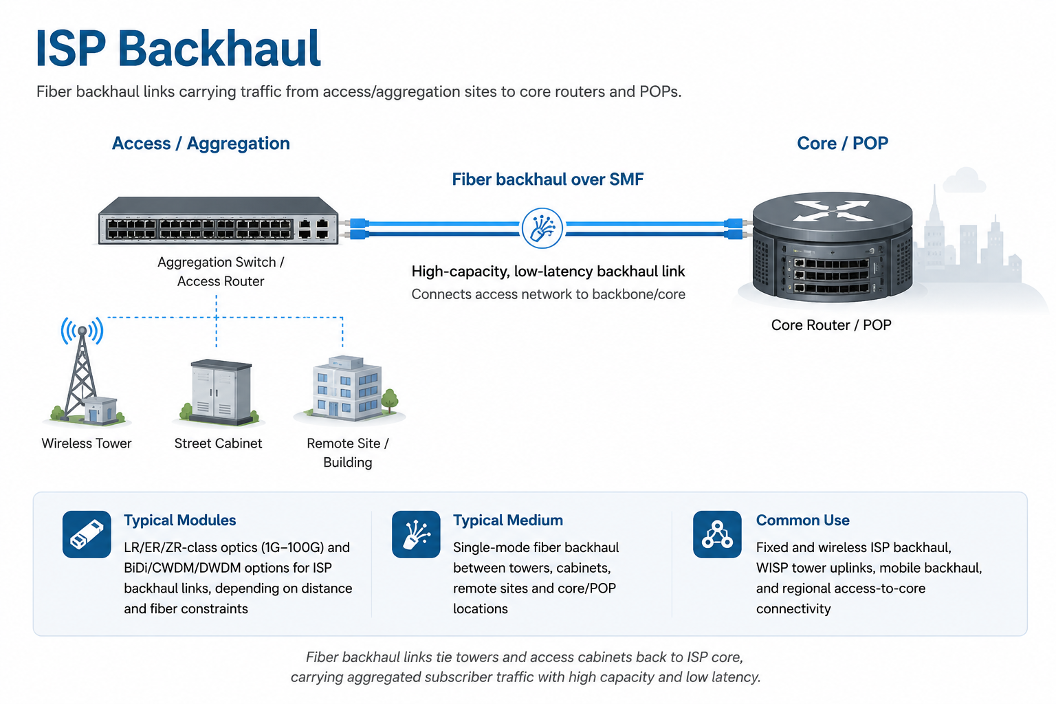 ISP backhaul single-fiber scenario for 25G BiDi optics