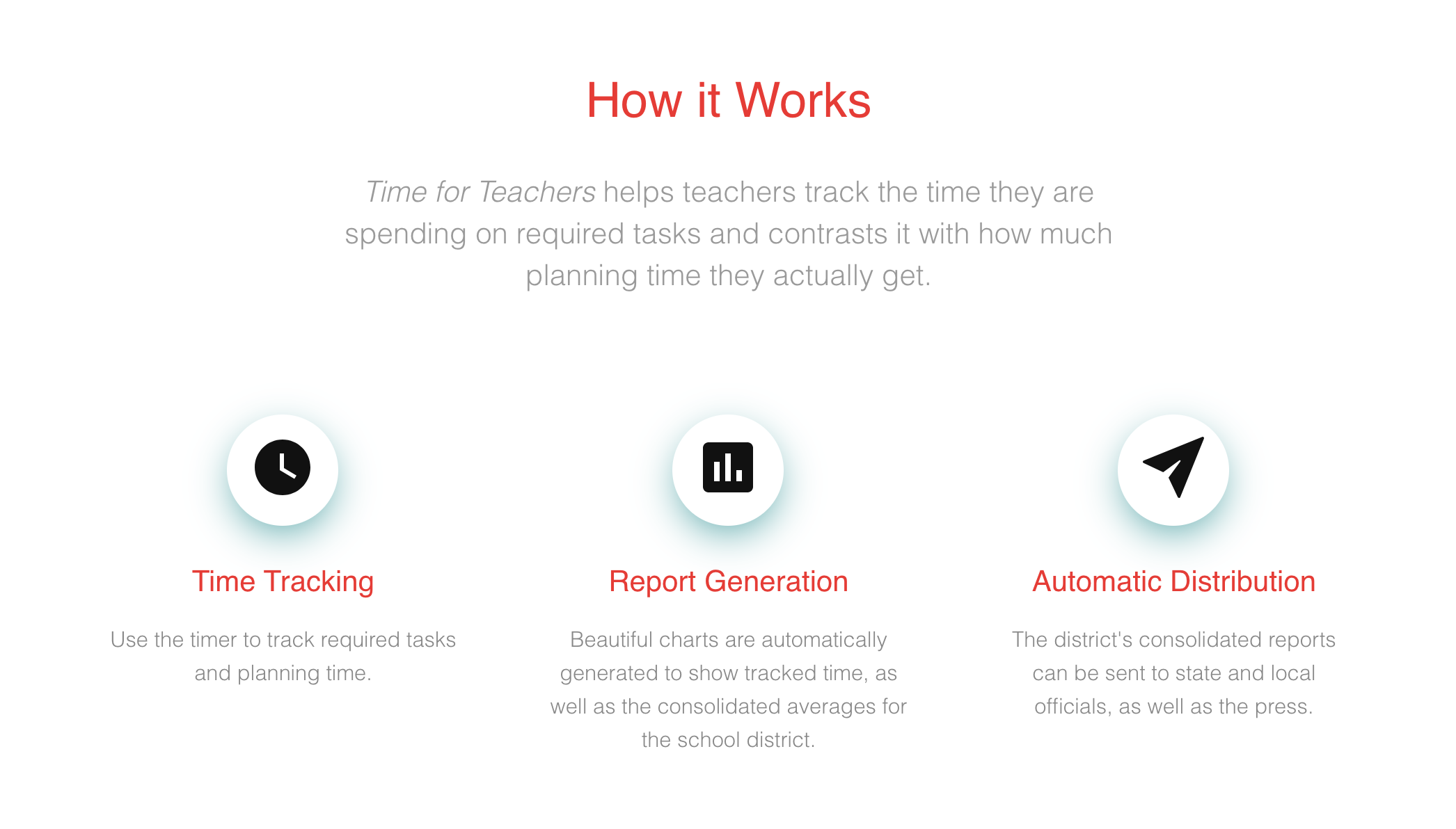 Description on landing page for 'Time for Teachers' app