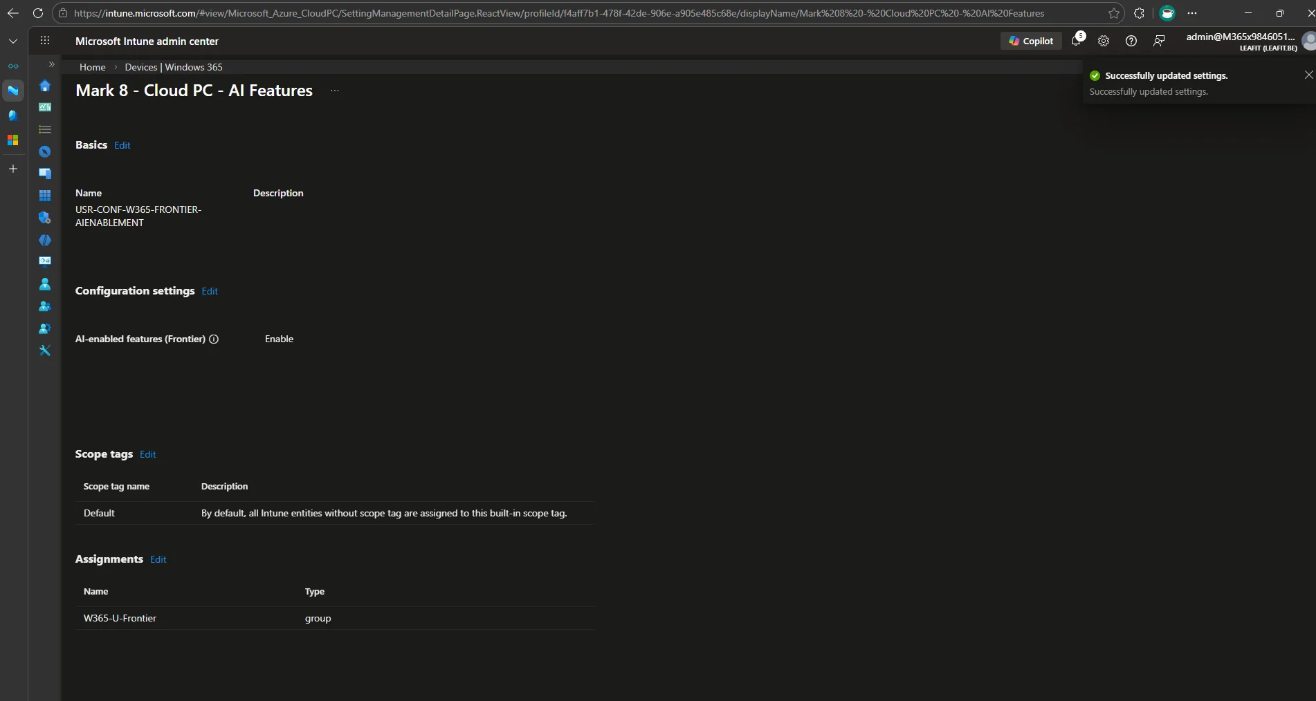AI-enablement configuration settings