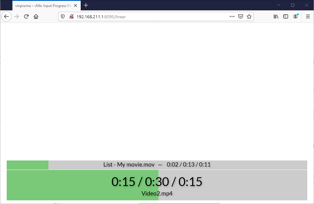 vMix Input Progress Monitor App - HTML view Linear