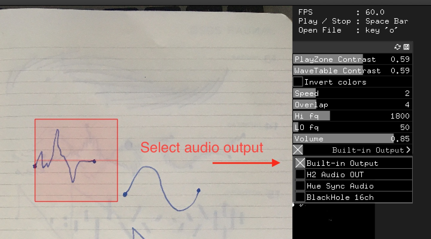 Dropdown menu for audio output