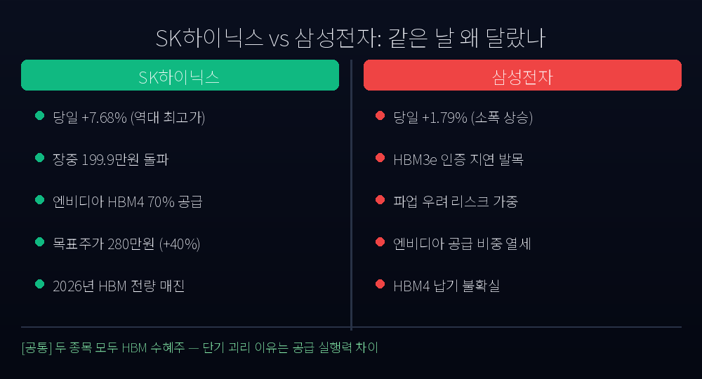 SK하이닉스 vs 삼성전자 비교