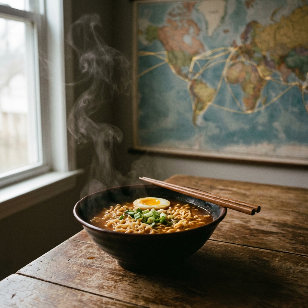 Korean instant noodles with global export concept