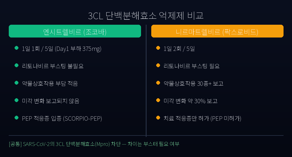 엔시트렐비르 vs 팍스로비드 비교