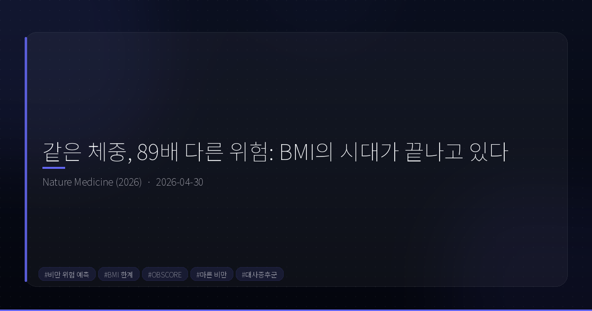BMI의 한계와 정밀 위험 예측 도구 OBSCORE