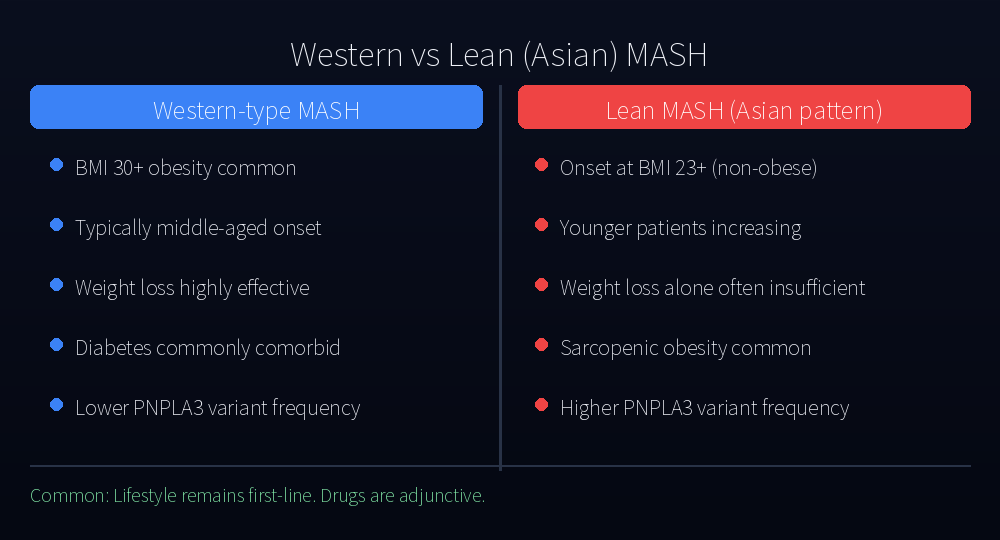 Western vs lean (Asian) MASH