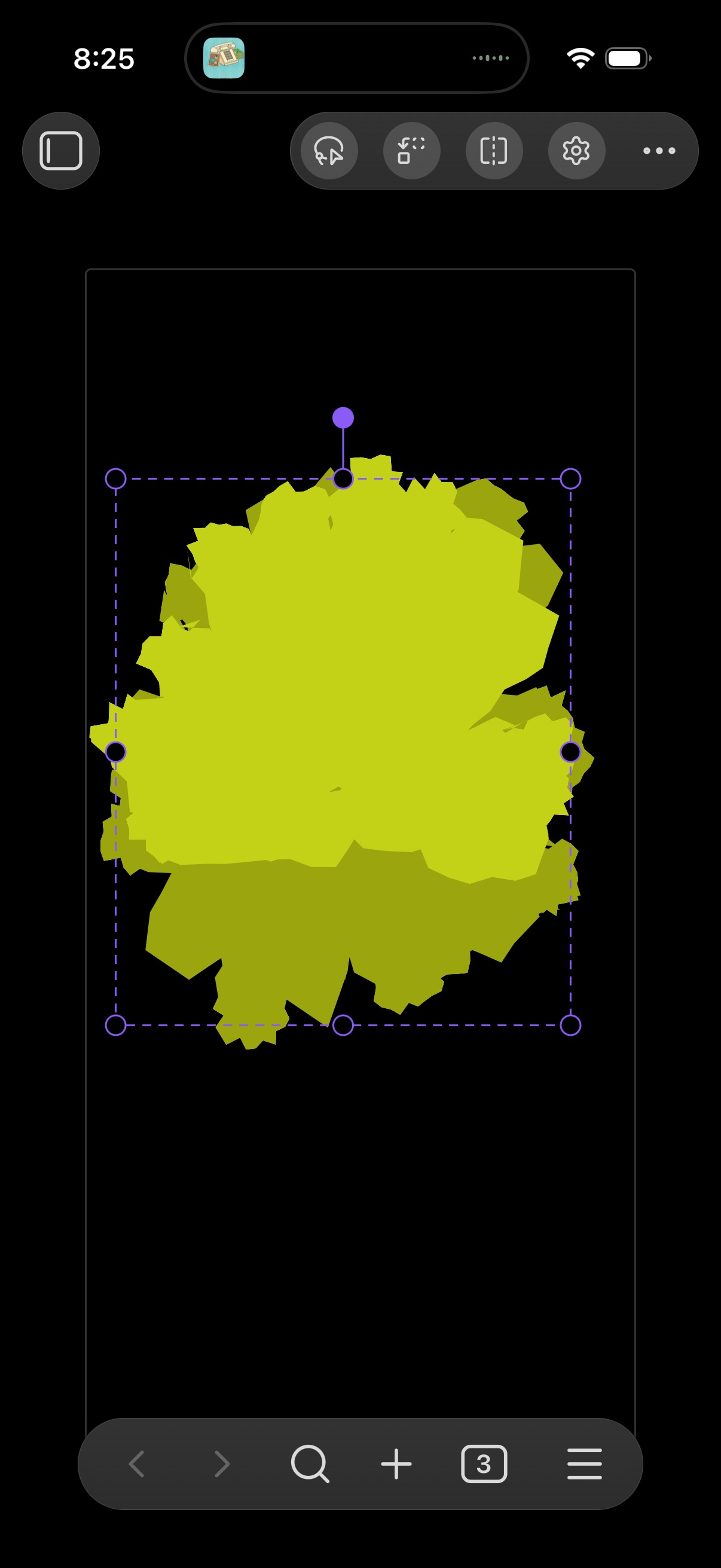 Tabula Rasa screenshot — The selection tool with a bounding box around lassoed strokes