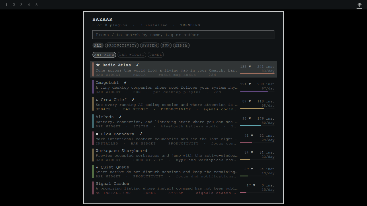 Bazaar plugin interface