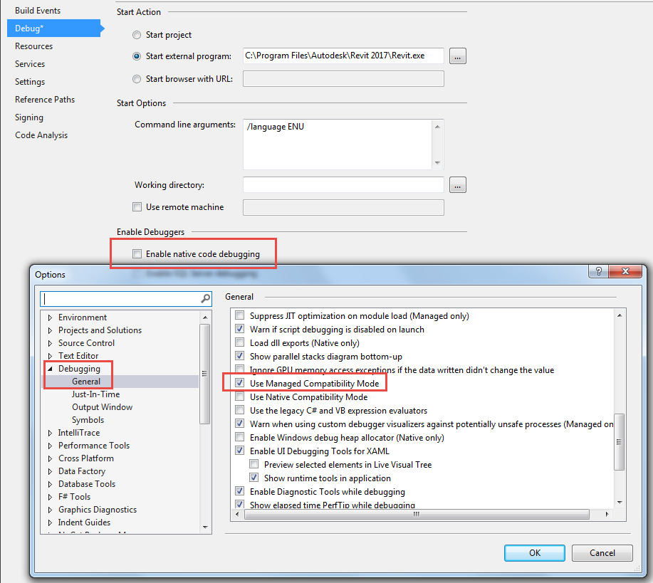 Debugging options