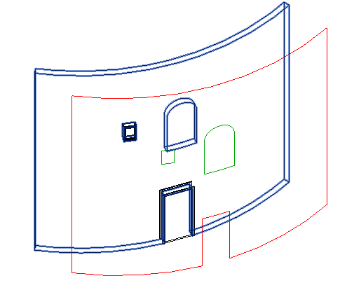 Wall elevation profile with arced window on cylindrical wall