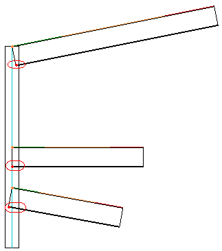 Inclined beams front view