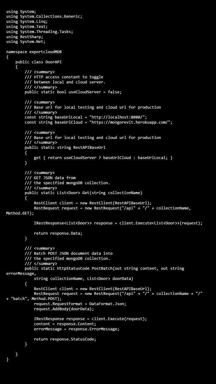 MongoDB export