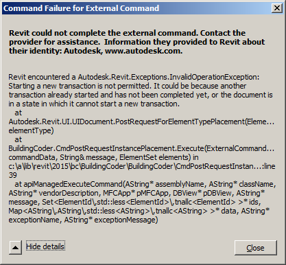 PostRequestForElementTypePlacement requires a transaction