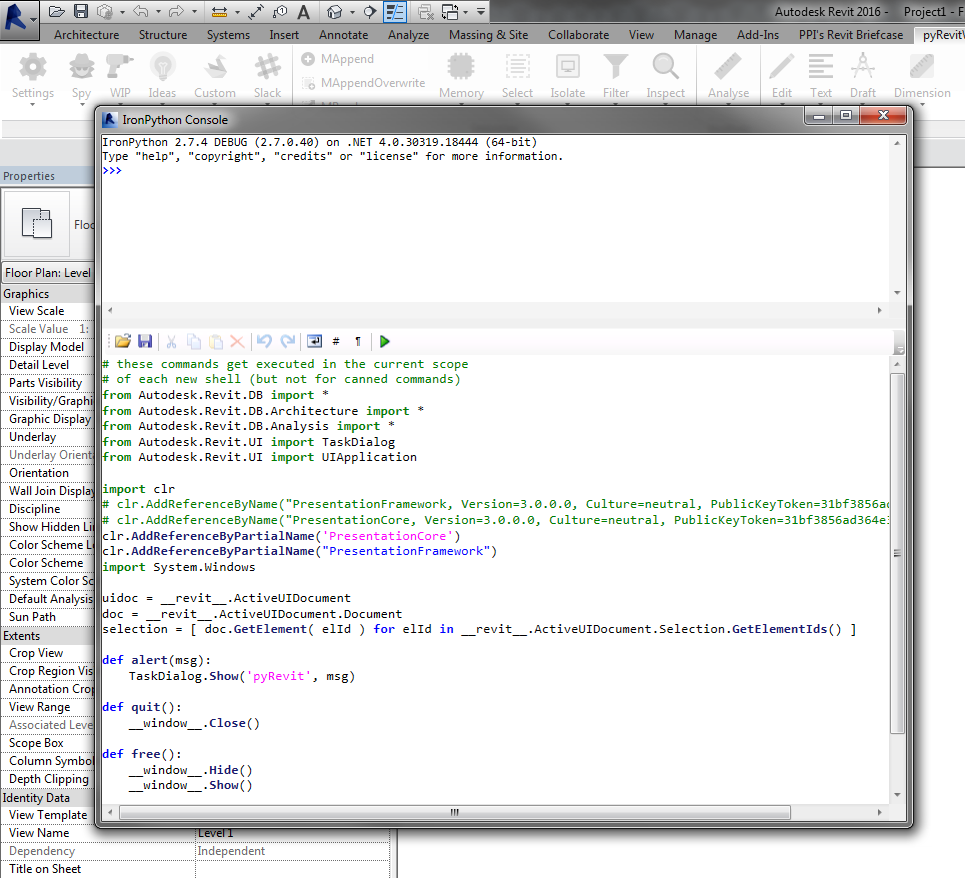 RevitPythonShell console