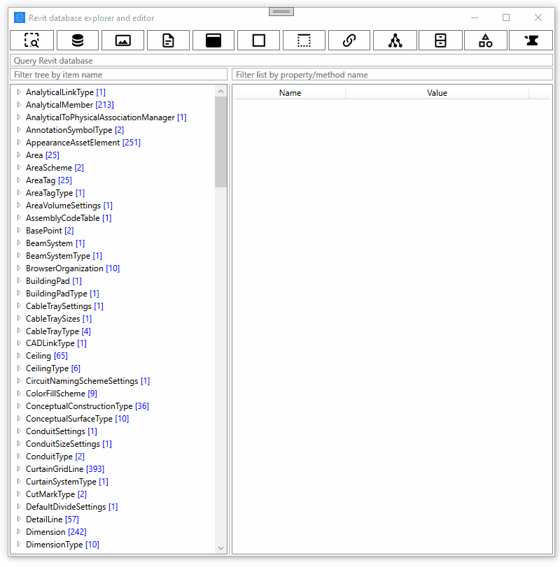 Revit Database Explorer query UI