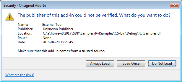 Security &ndash; Unsigned Add-In message