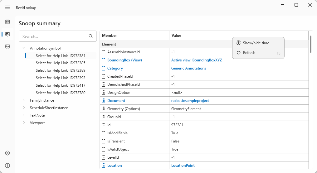 Context menu